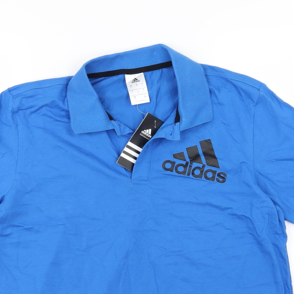 adidas Mens Blue  Jersey  Polo Size L