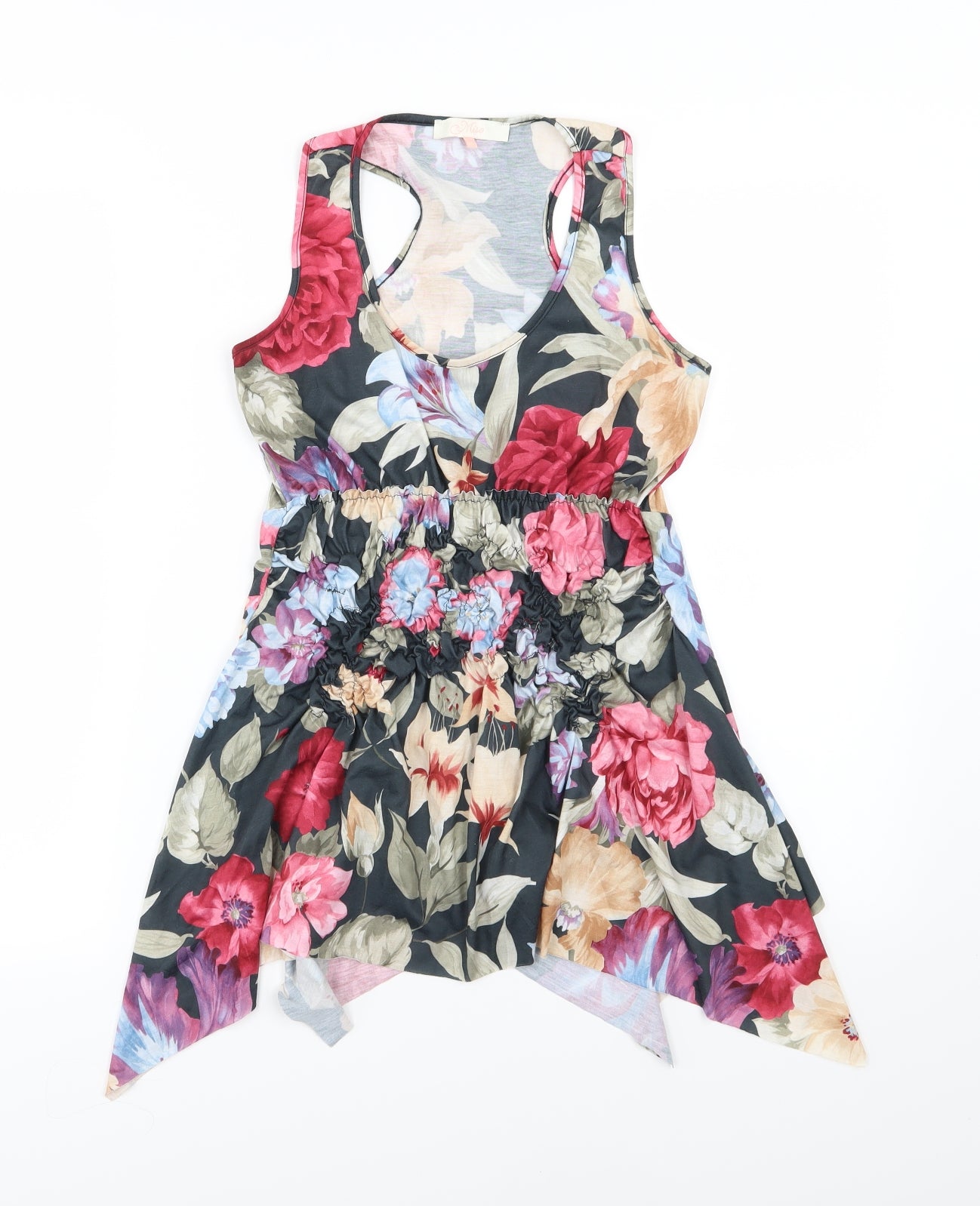 Miso Womens Multicoloured Floral Jersey Basic Blouse Size 10