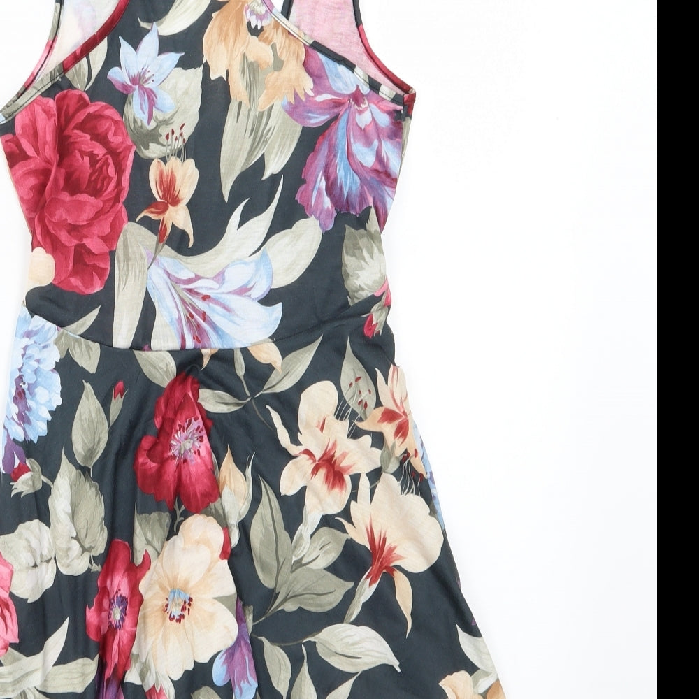 Miso Womens Multicoloured Floral Jersey Basic Blouse Size 10