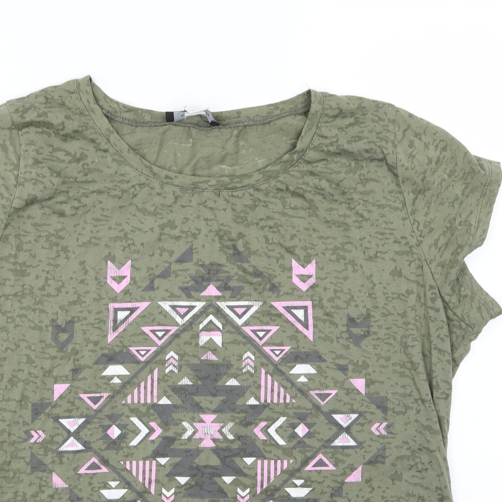 Primark Womens Green Geometric Jersey Basic T-Shirt Size 20