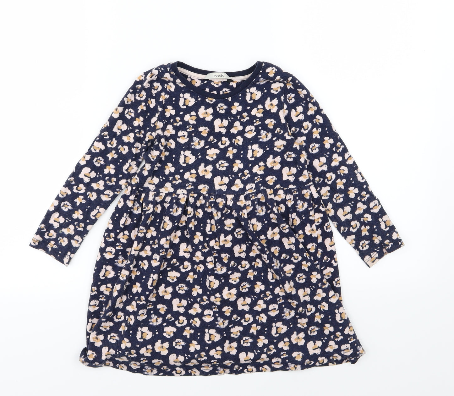 George Girls Blue Floral Jersey T-Shirt Dress  Size 3-4 Years
