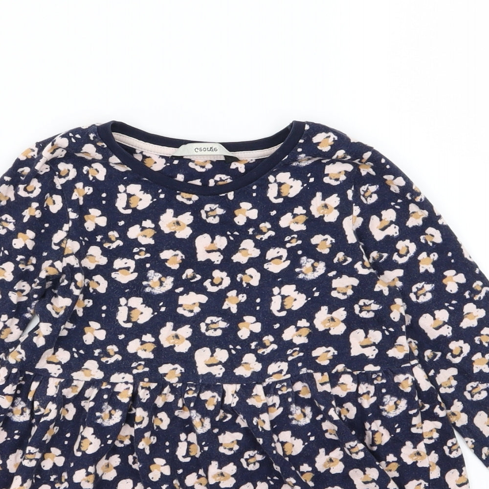 George Girls Blue Floral Jersey T-Shirt Dress  Size 3-4 Years