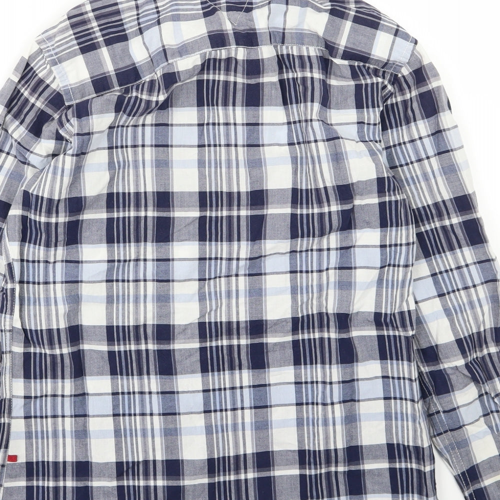 D555 Mens Blue Striped Woven  Button-Up Size M