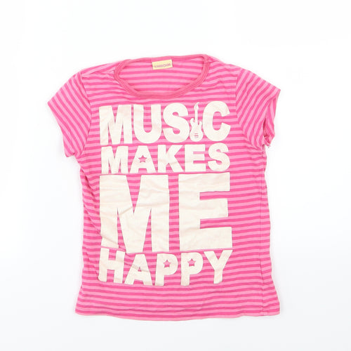 Cherokee Girls Pink Striped Jersey Basic T-Shirt Size 7-8 Years  - Music