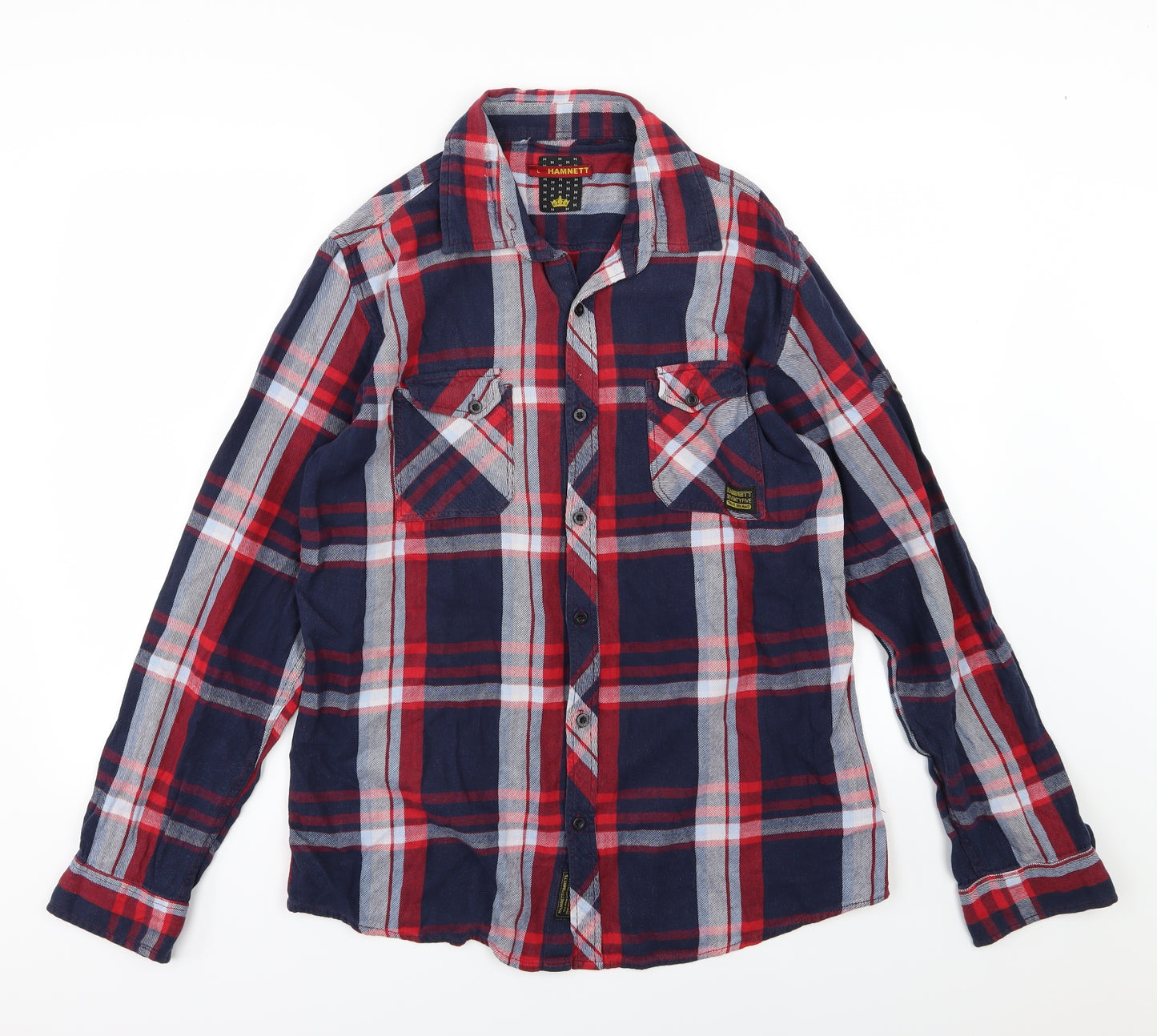 Hamnett Mens Multicoloured Check Woven  Button-Up Size L