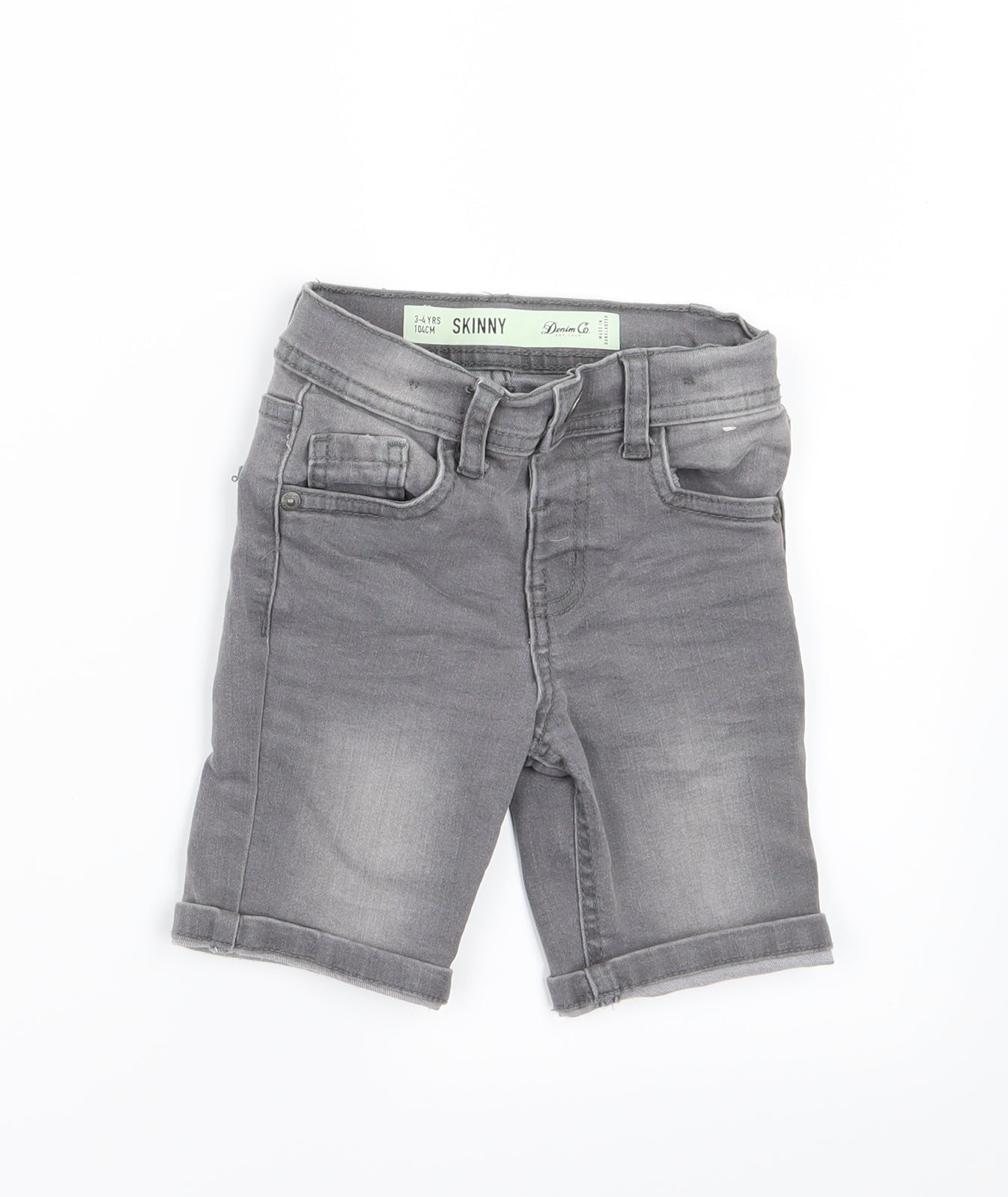 Denim & Co. Boys Grey  Denim Chino Shorts Size 3-4 Years