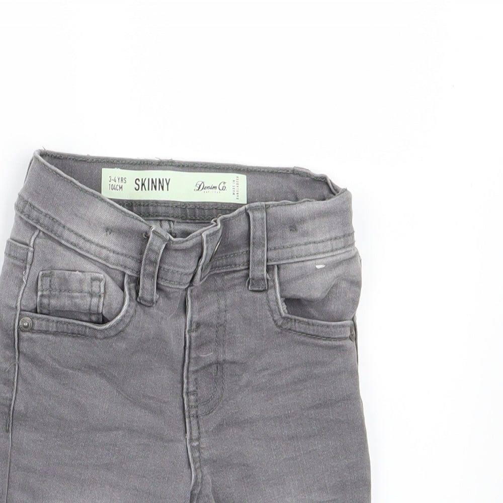 Denim & Co. Boys Grey  Denim Chino Shorts Size 3-4 Years