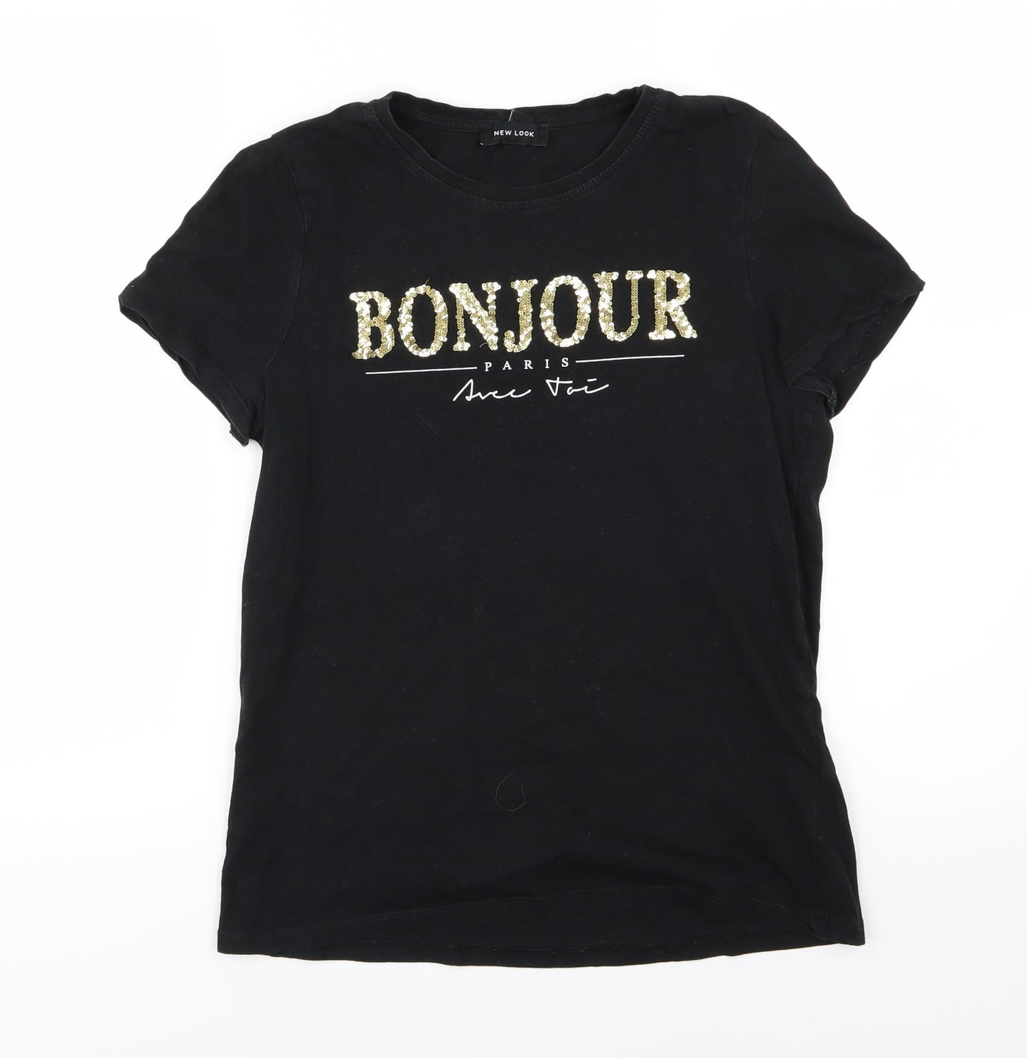 New Look Womens Black  Jersey Basic T-Shirt Size 10  - Bonjour