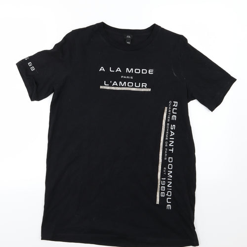 River Island Womens Black  Jersey Basic T-Shirt Size 10  - Paris