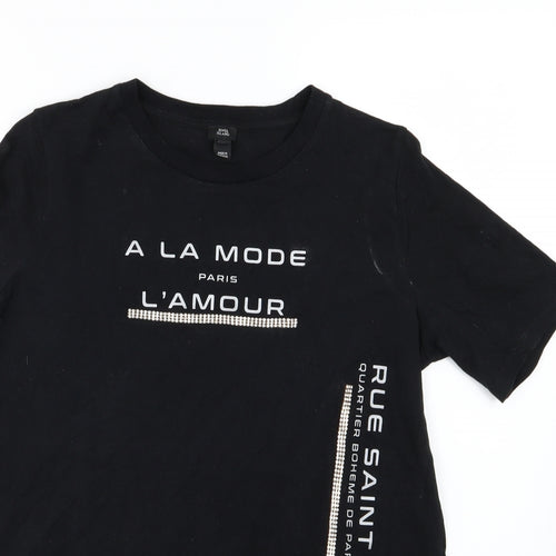 River Island Womens Black  Jersey Basic T-Shirt Size 10  - Paris
