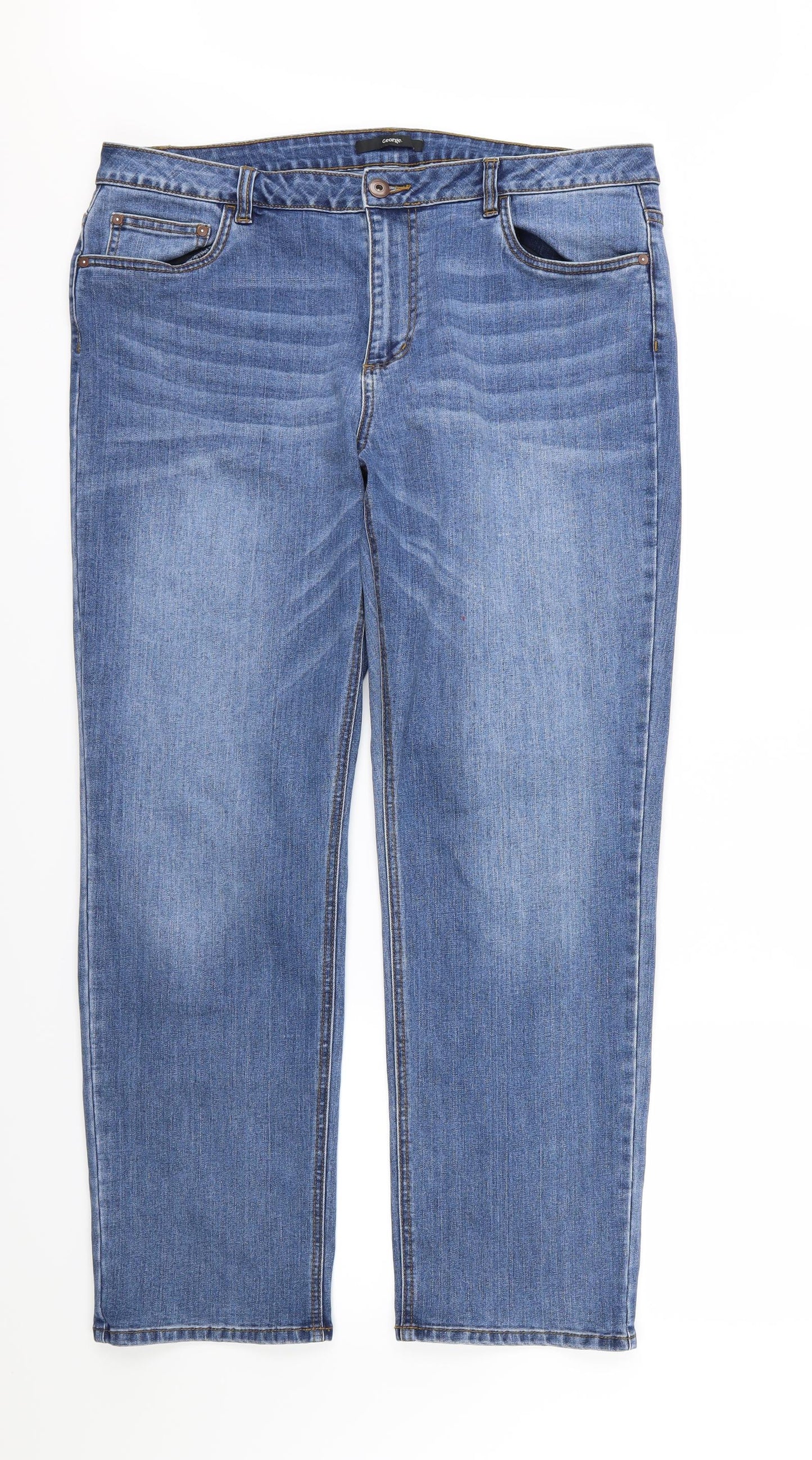 George Womens Blue  Denim Straight Jeans Size 16 L30 in