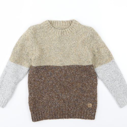 Nutmeg Boys Brown Striped Knit Pullover Jumper Size 3-4 Years
