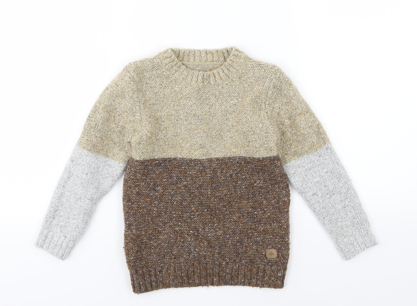 Nutmeg Boys Brown Striped Knit Pullover Jumper Size 3-4 Years