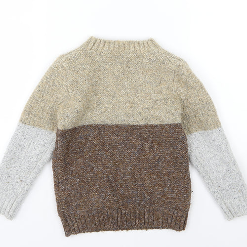 Nutmeg Boys Brown Striped Knit Pullover Jumper Size 3-4 Years