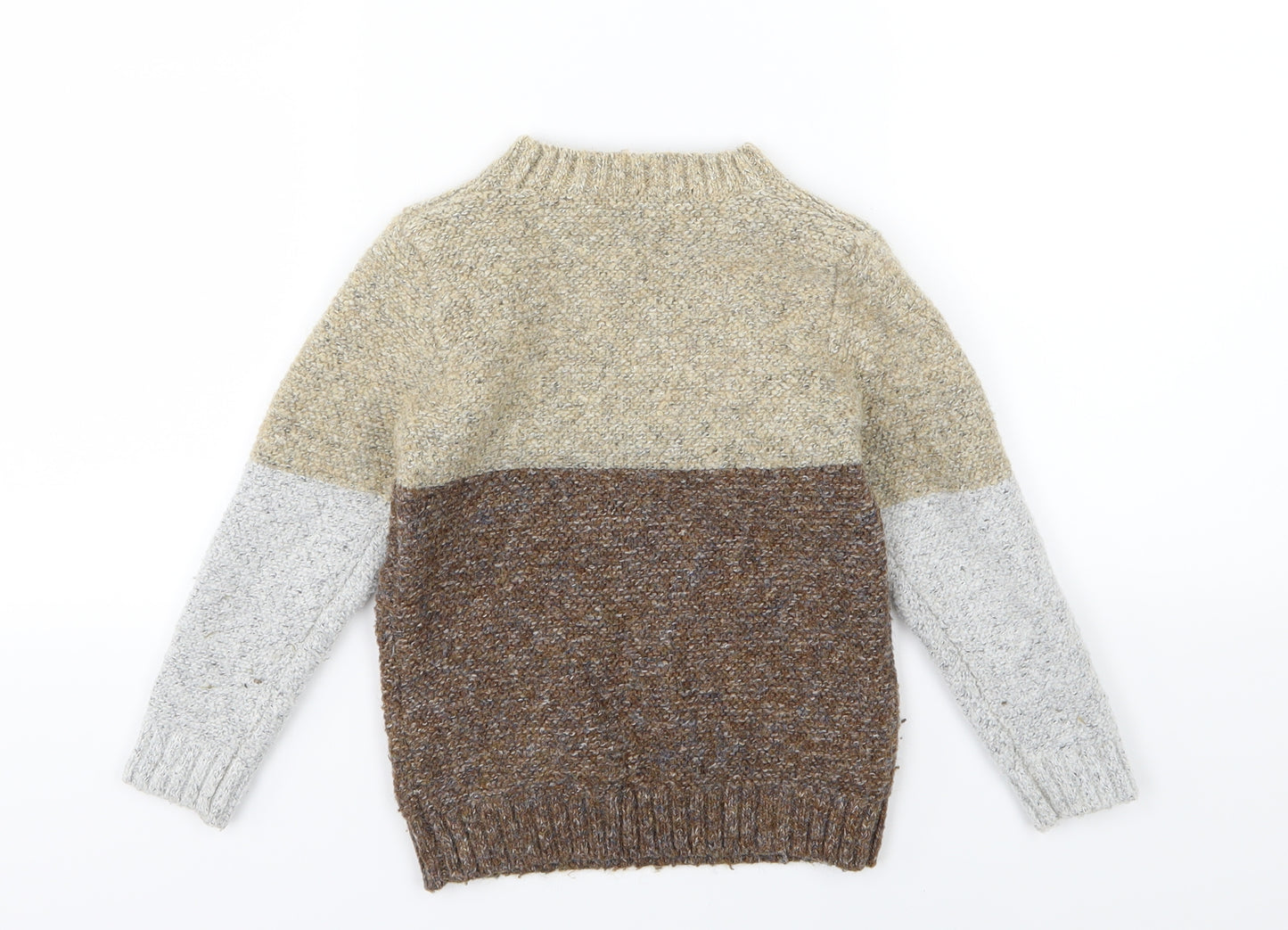 Nutmeg Boys Brown Striped Knit Pullover Jumper Size 3-4 Years