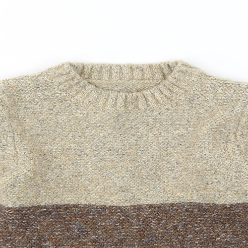 Nutmeg Boys Brown Striped Knit Pullover Jumper Size 3-4 Years