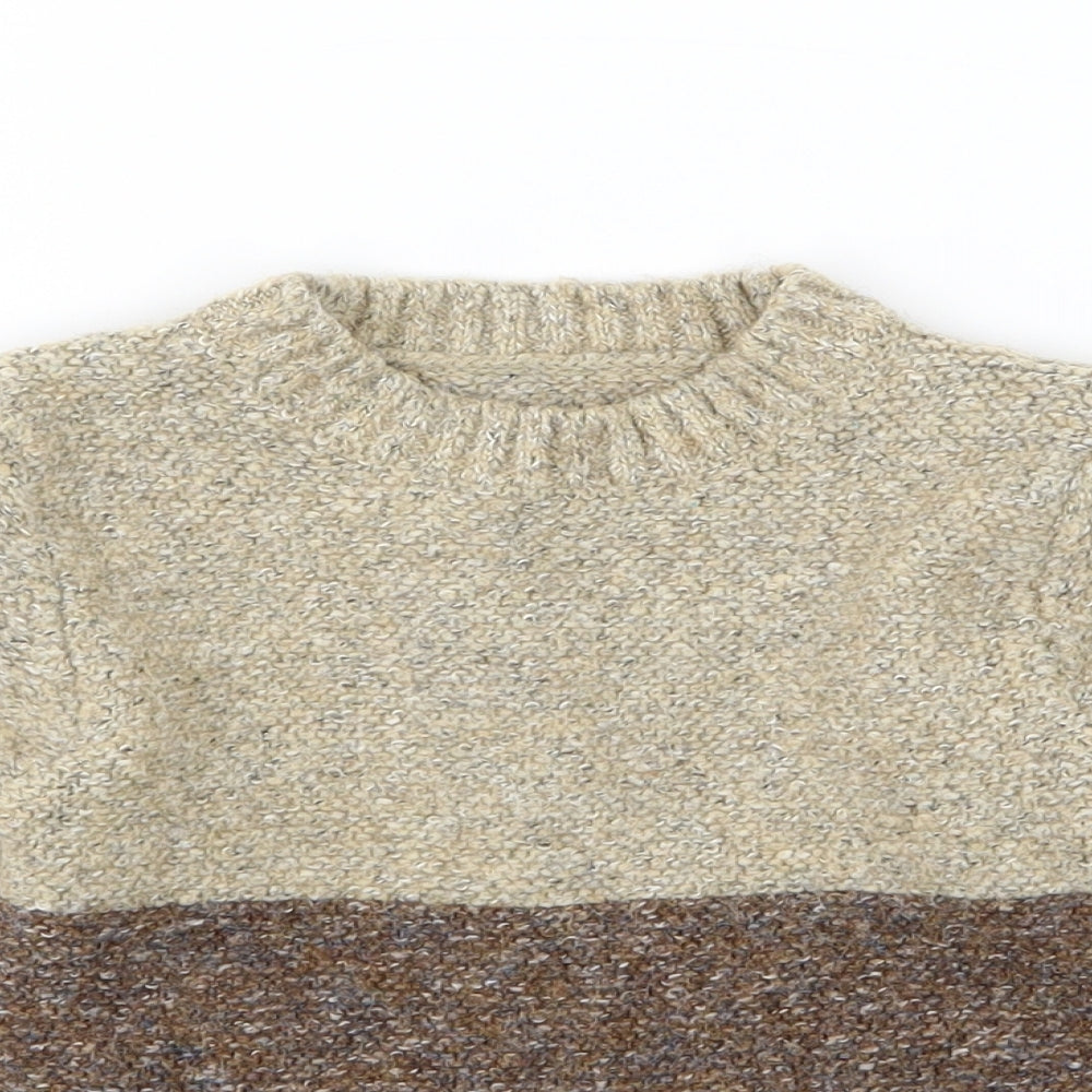 Nutmeg Boys Brown Striped Knit Pullover Jumper Size 3-4 Years
