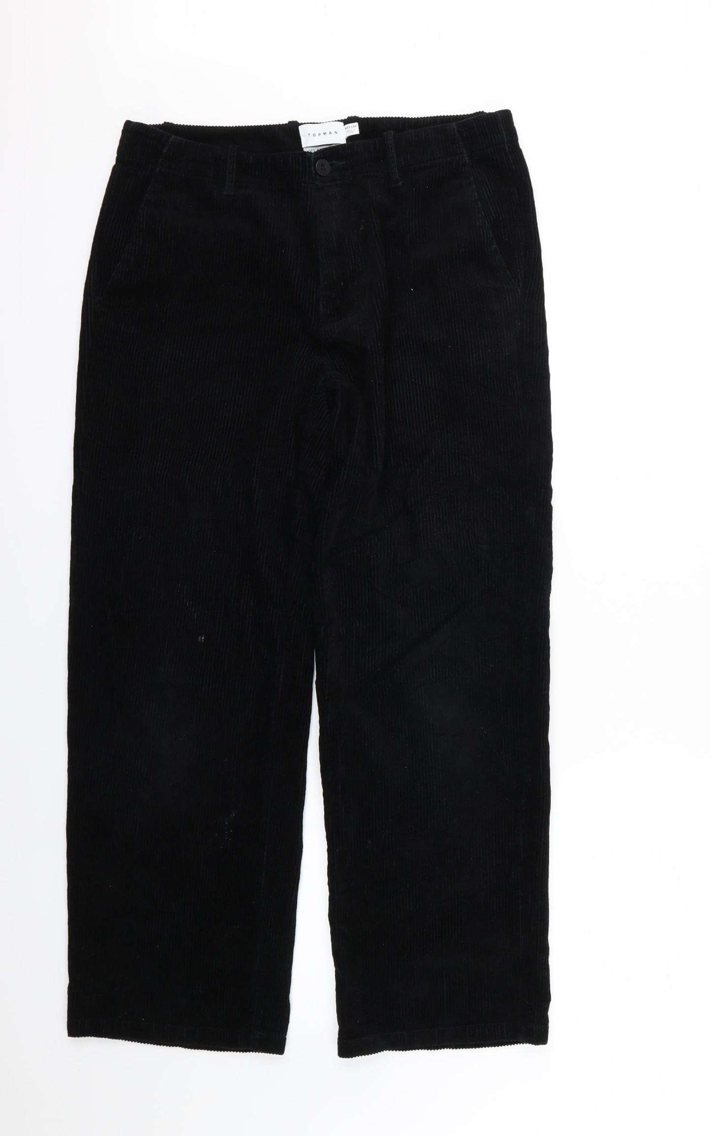 Topman Mens Black  Corduroy Trousers  Size 32 L32 in