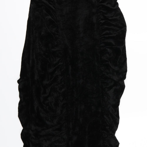 Preworn Womens Black  Velour Bodycon  Size 16