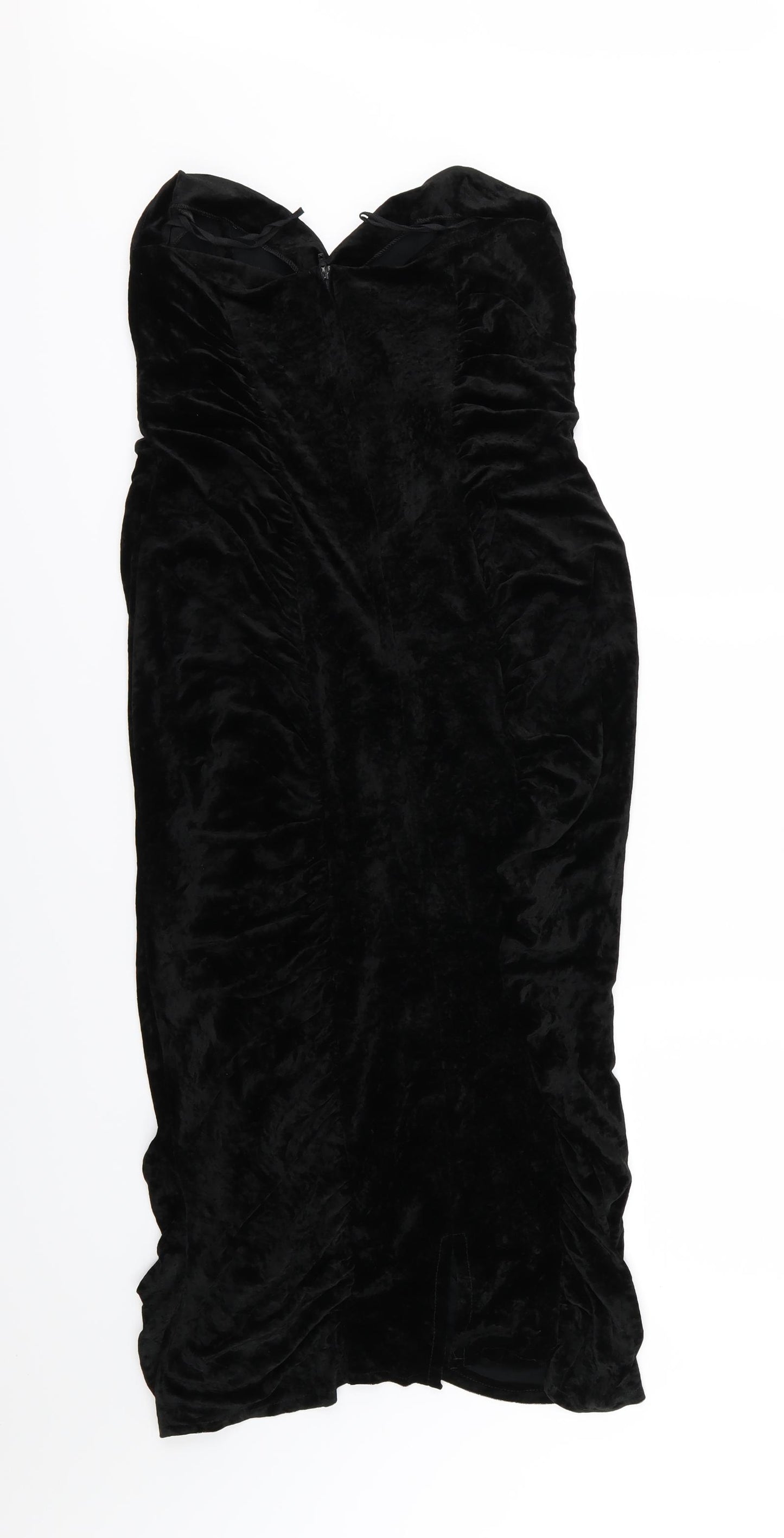 Preworn Womens Black  Velour Bodycon  Size 16