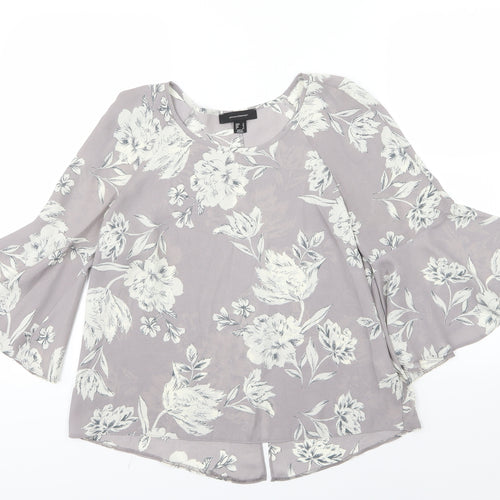 Atmosphere Womens Grey Floral Chiffon Basic Blouse Size 12