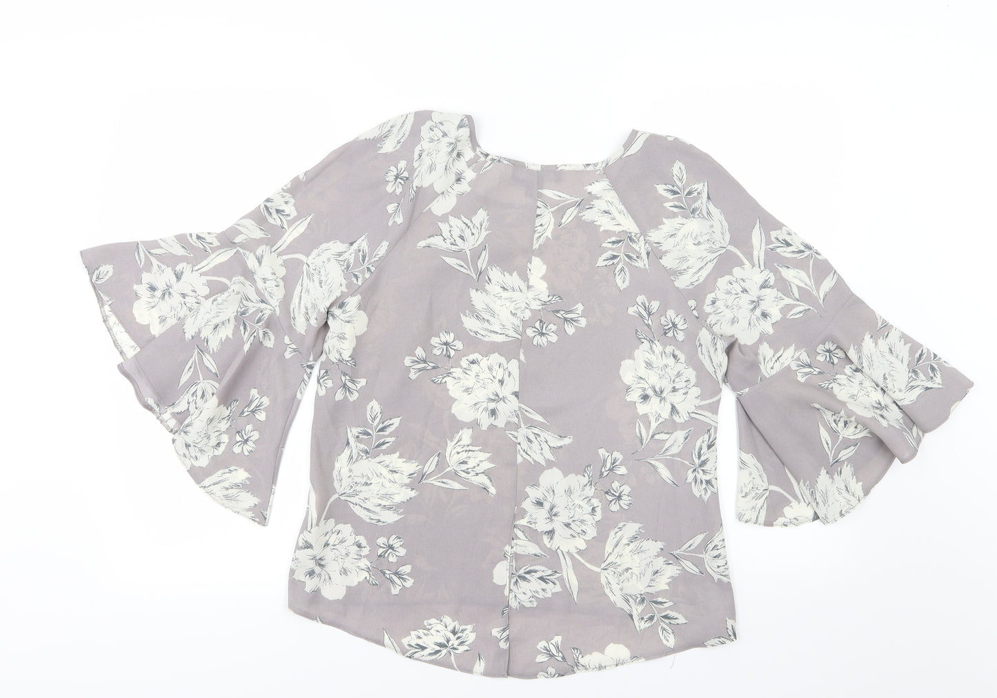 Atmosphere Womens Grey Floral Chiffon Basic Blouse Size 12