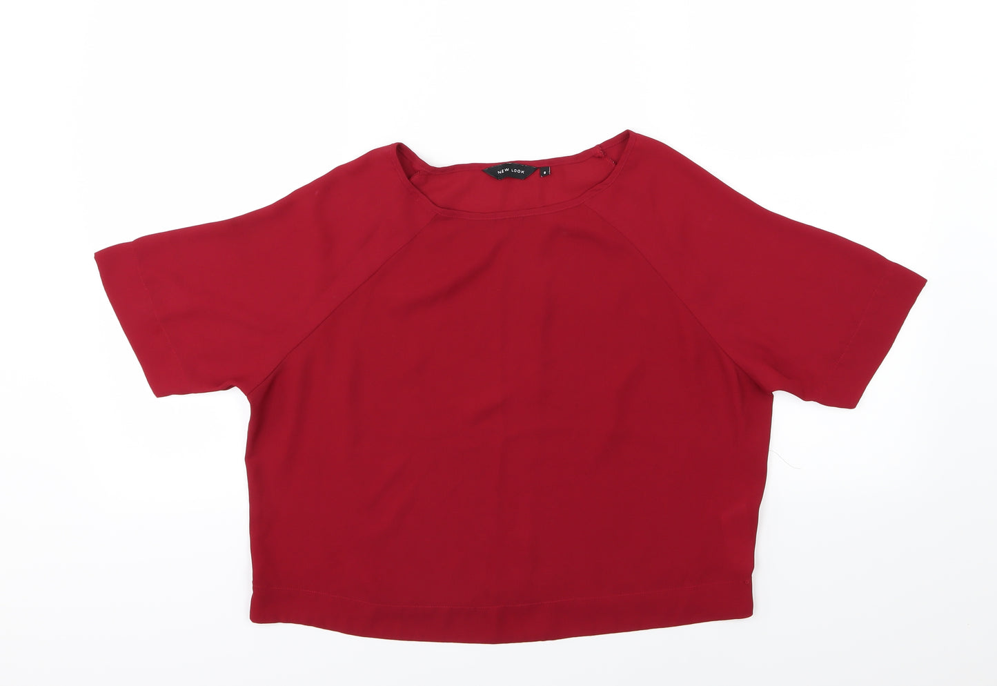 New Look Womens Red  Chiffon Cropped Blouse Size 8  - Burgundy