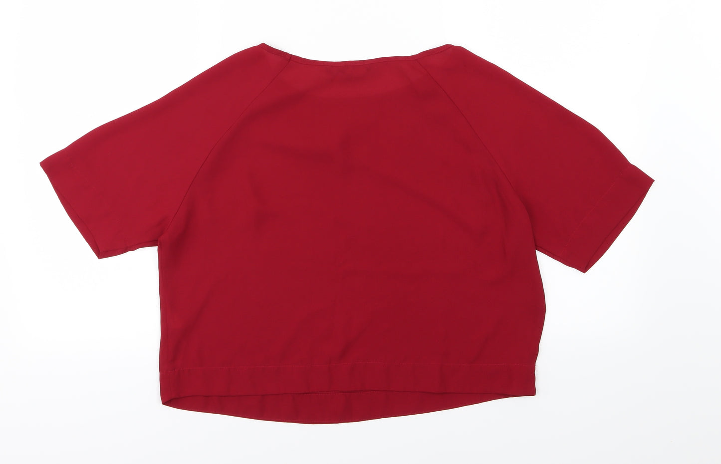 New Look Womens Red  Chiffon Cropped Blouse Size 8  - Burgundy