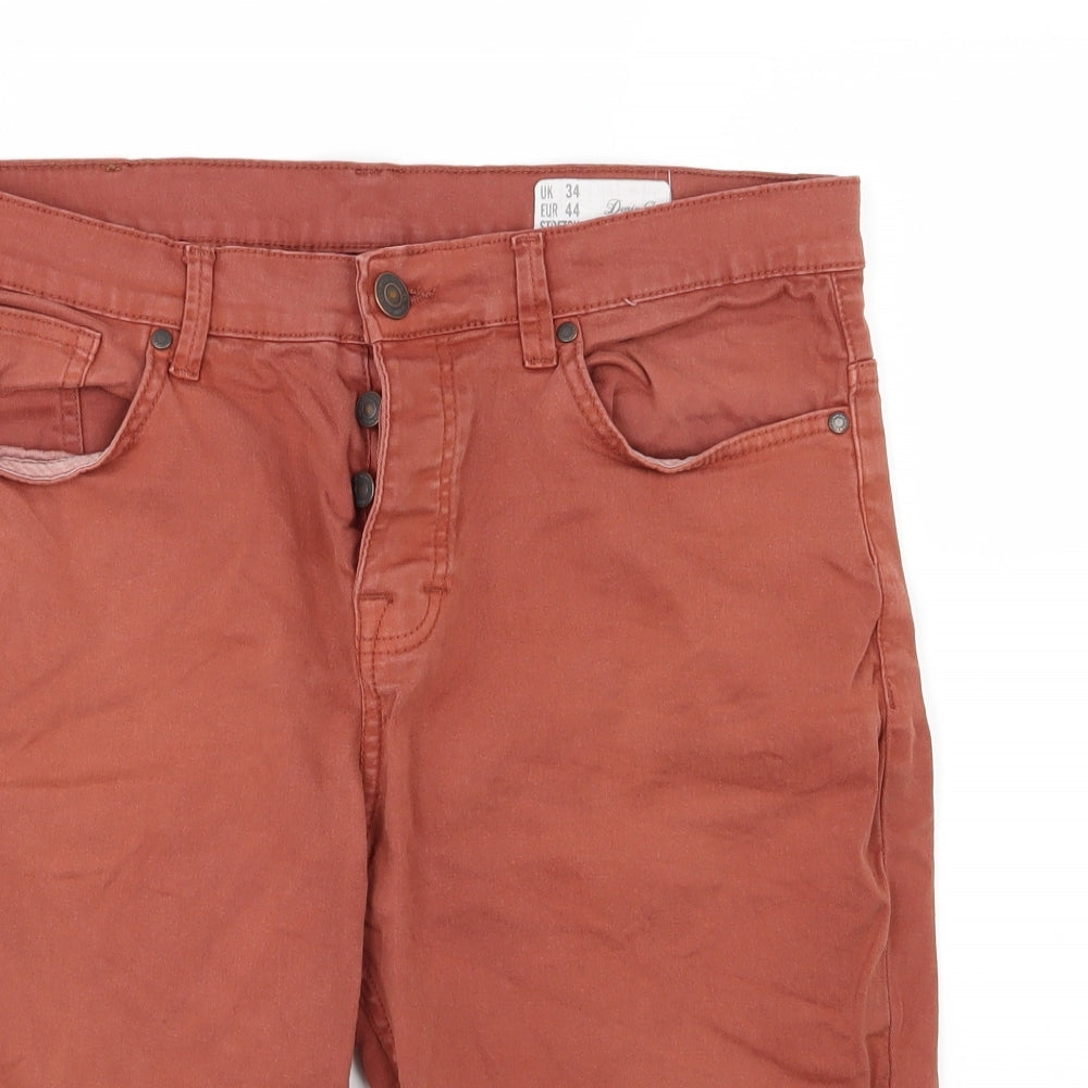 Denim & Co. Mens Brown  Denim Chino Shorts Size 34