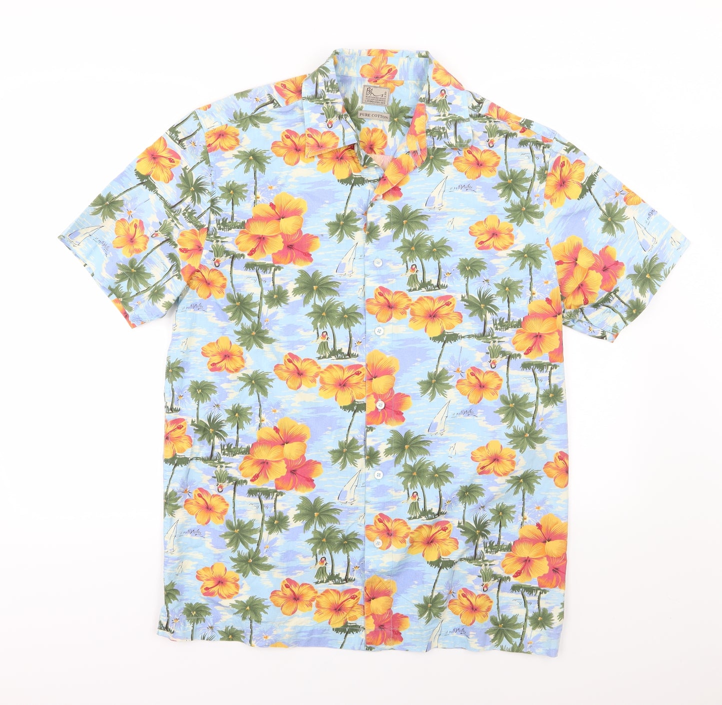 BHS Mens Multicoloured Floral Woven  Button-Up Size M