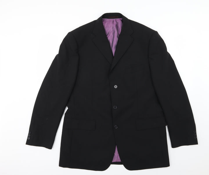 1860 Menswear Mens Black  Rayon Jacket Suit Jacket Size 42