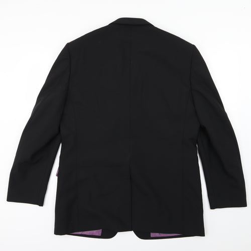 1860 Menswear Mens Black  Rayon Jacket Suit Jacket Size 42