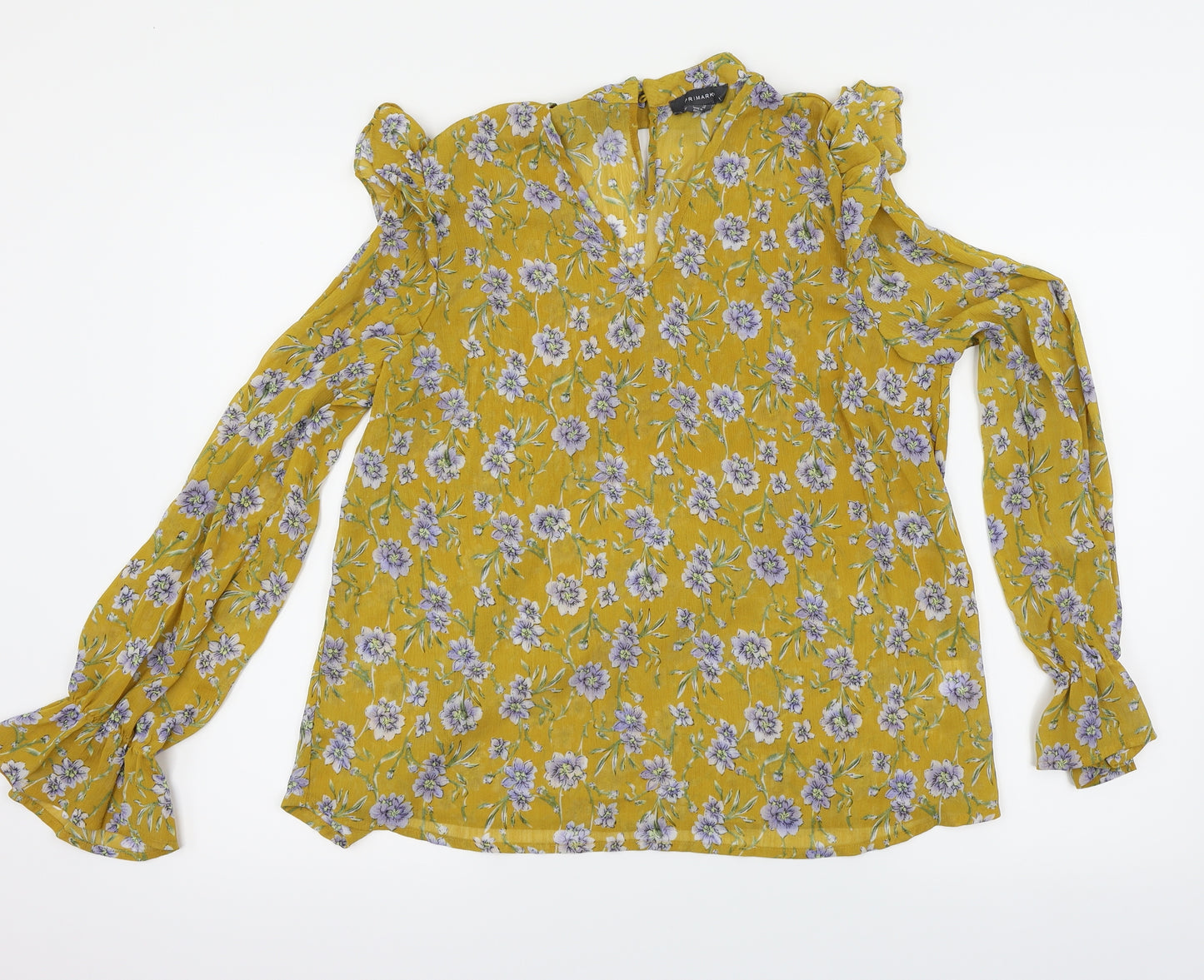 Primark Womens Yellow Floral  Basic Blouse Size 14