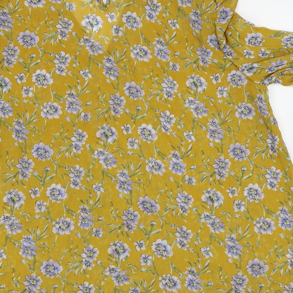 Primark Womens Yellow Floral  Basic Blouse Size 14
