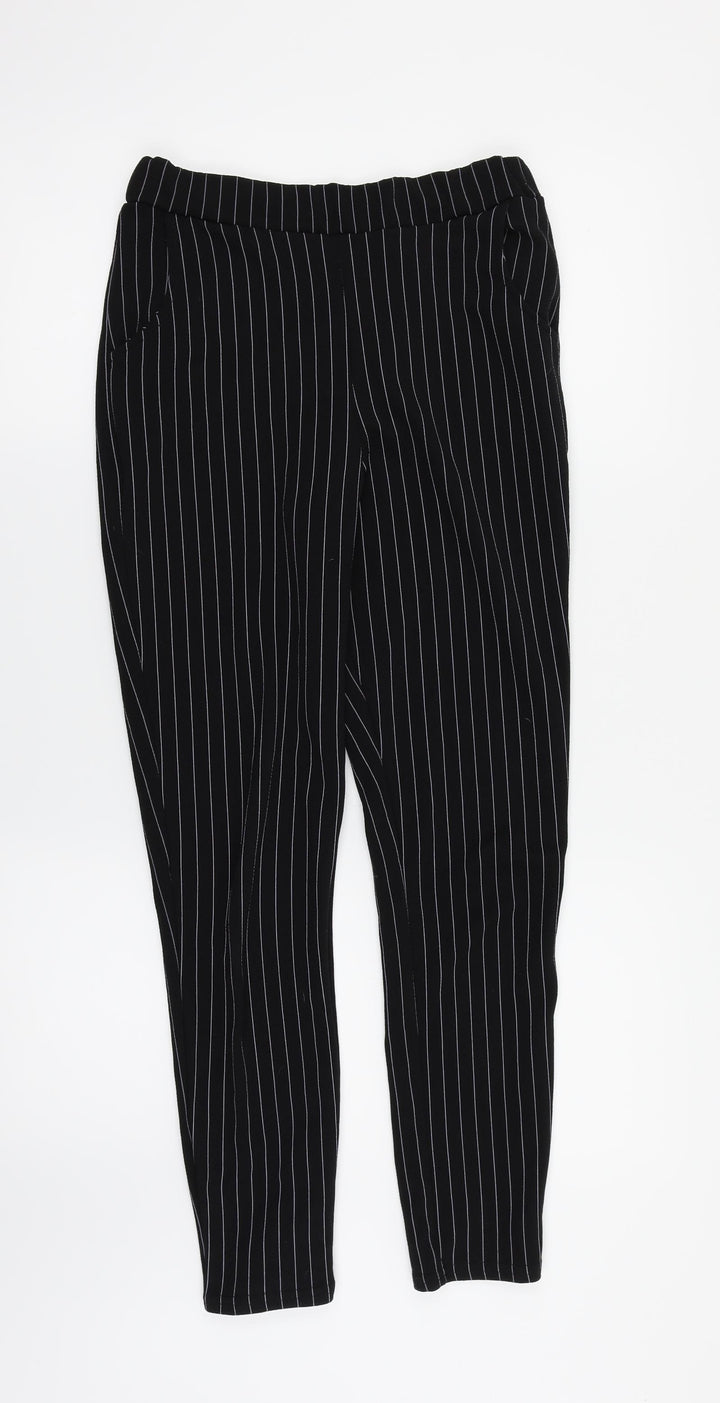 PRETTYLITTLETHING Womens Black Striped  Dress Pants Trousers Size 10
