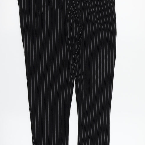 PRETTYLITTLETHING Womens Black Striped  Dress Pants Trousers Size 10