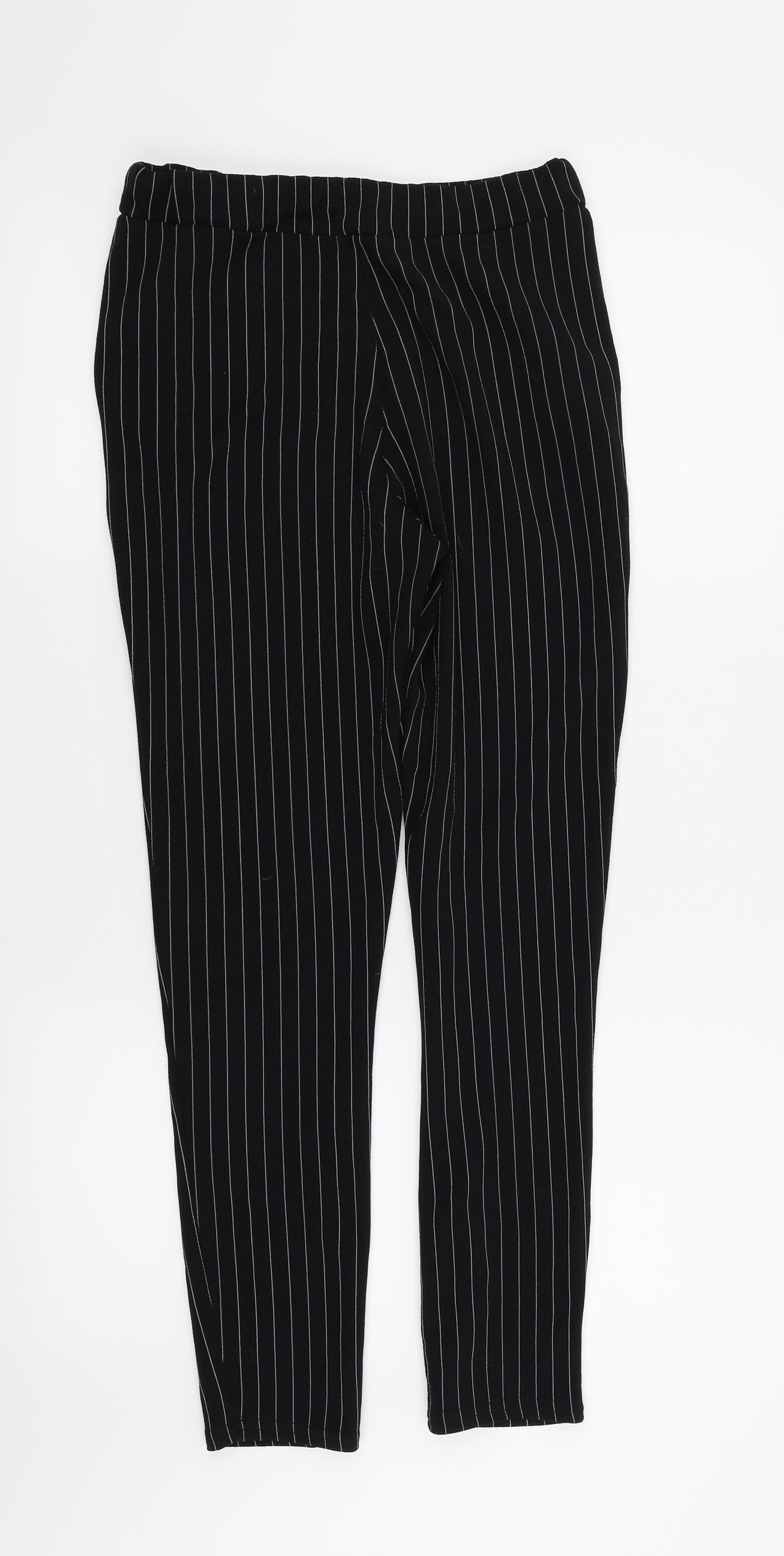 PRETTYLITTLETHING Womens Black Striped  Dress Pants Trousers Size 10
