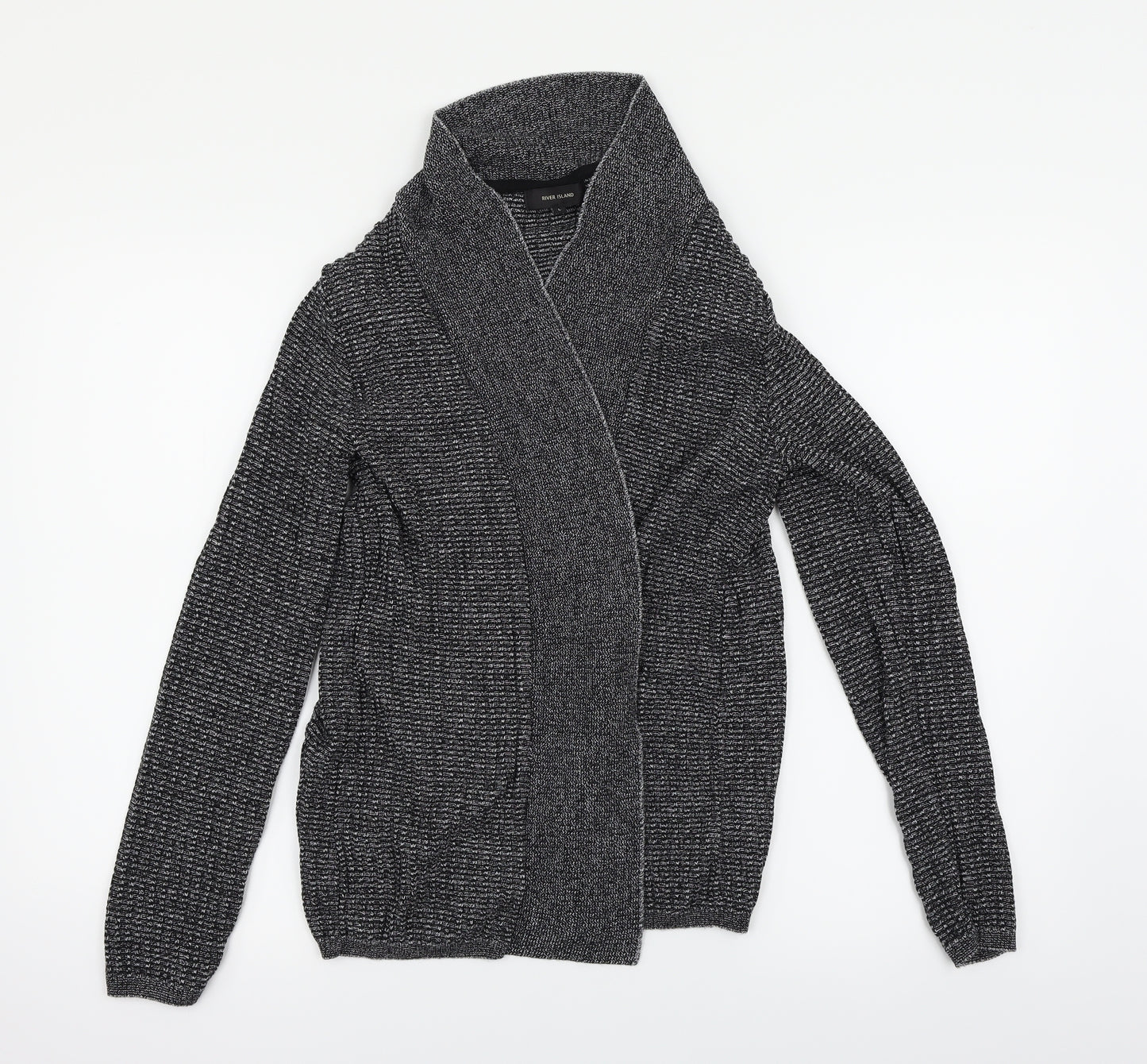 River Island Womens Grey Herringbone  Cardigan Jumper Size L