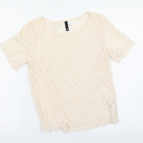 H&M Womens Pink Floral  Basic Blouse Size 10