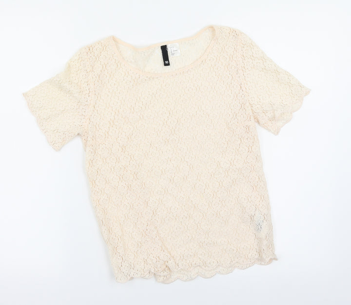H&M Womens Pink Floral  Basic Blouse Size 10