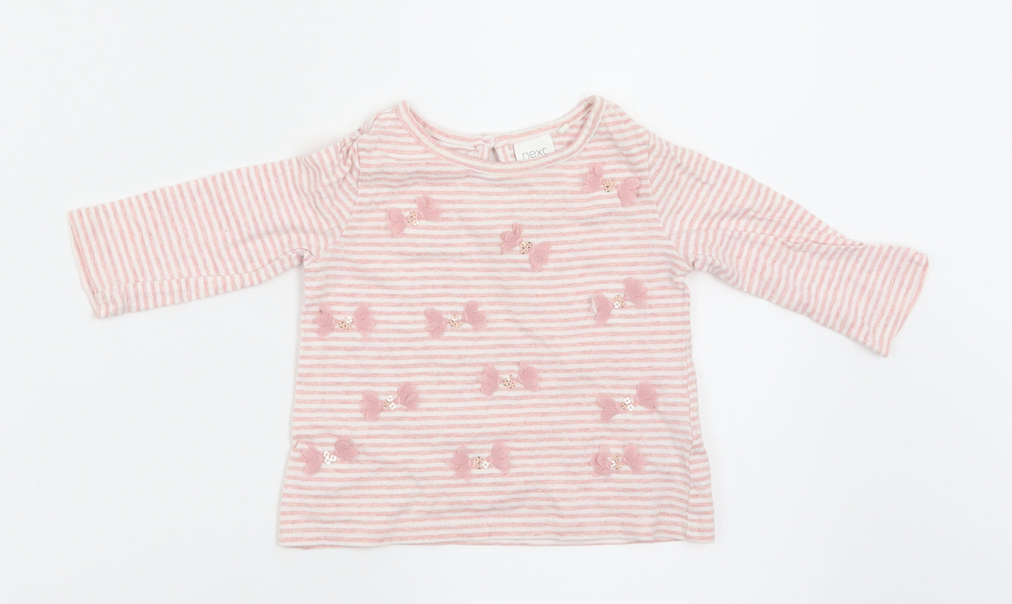 NEXT Girls Pink Striped  Basic T-Shirt Size 3-6 Months