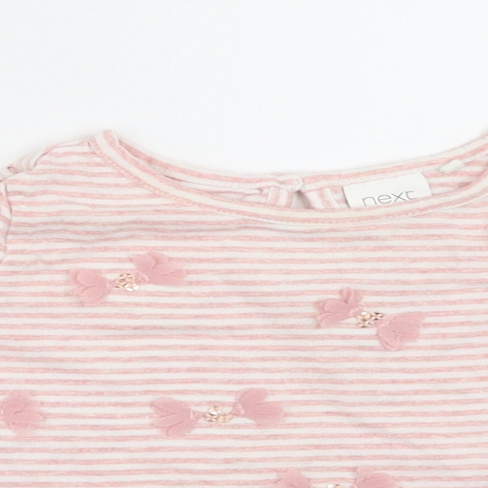 NEXT Girls Pink Striped  Basic T-Shirt Size 3-6 Months