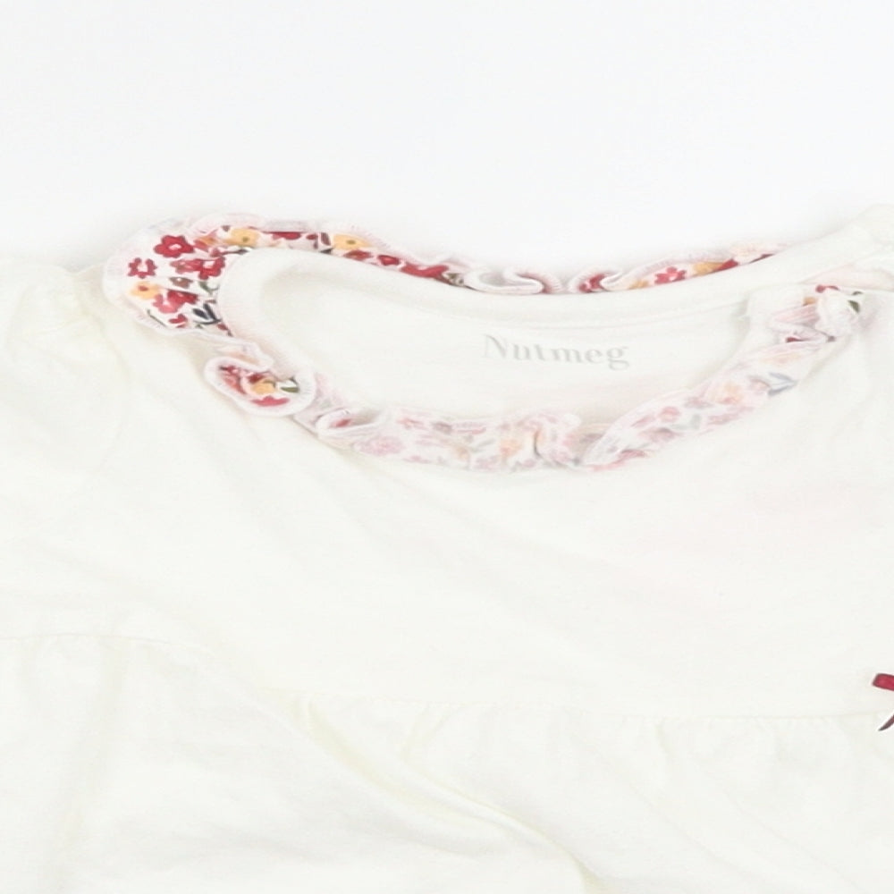 Nutmeg Girls White Floral  Basic T-Shirt Size 3-6 Months