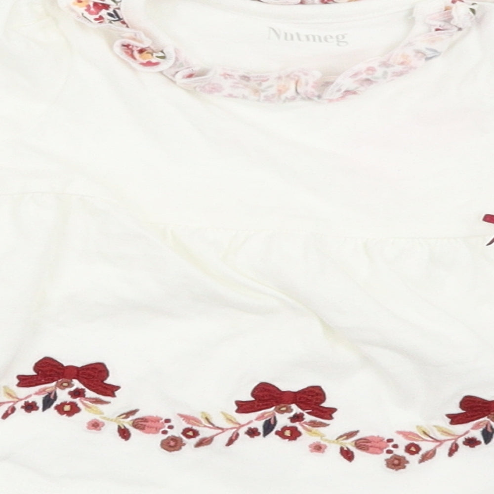 Nutmeg Girls White Floral  Basic T-Shirt Size 3-6 Months