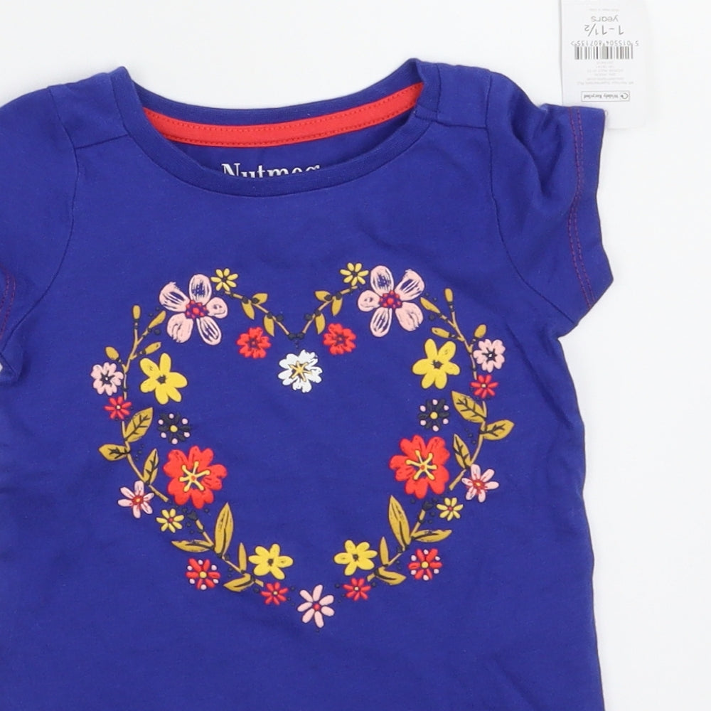 Nutmeg Girls Blue Floral  Basic T-Shirt Size 12-18 Months