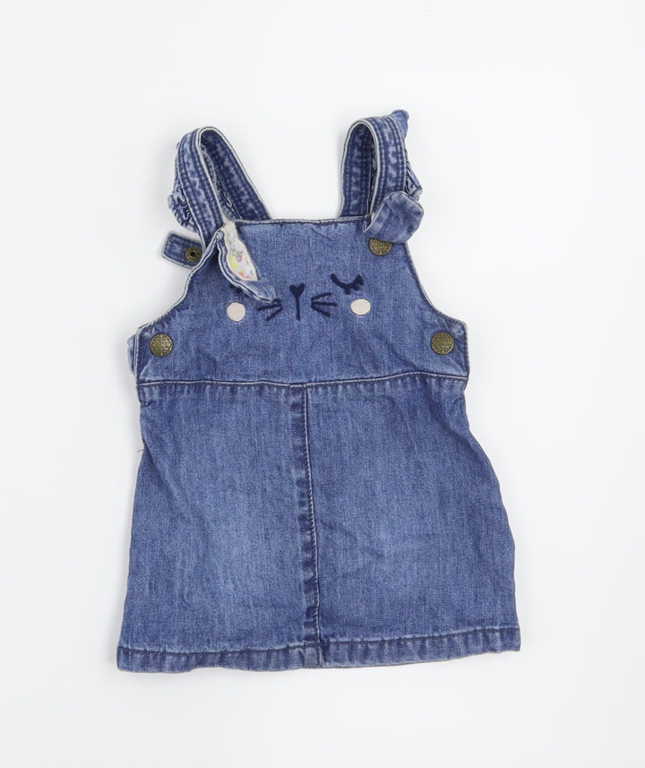 Fred & Flo Girls Blue   Pinafore/Dungaree Dress  Size 3-6 Months