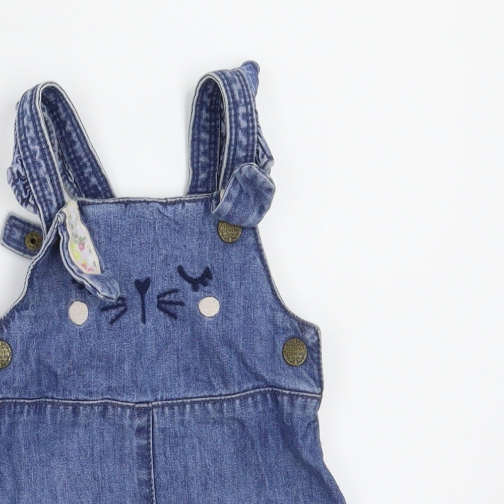 Fred & Flo Girls Blue   Pinafore/Dungaree Dress  Size 3-6 Months