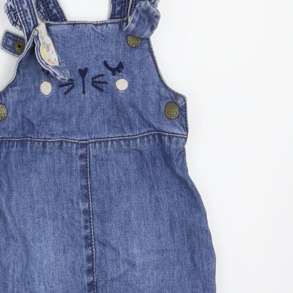 Fred & Flo Girls Blue   Pinafore/Dungaree Dress  Size 3-6 Months