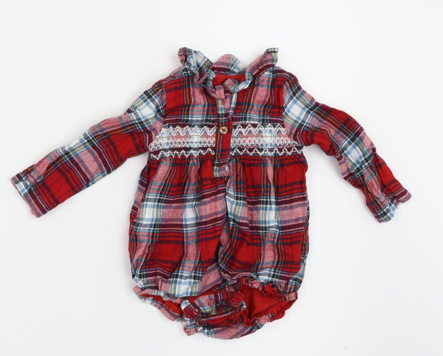 TU Girls Red Check  Basic Button-Up Size 3-6 Months