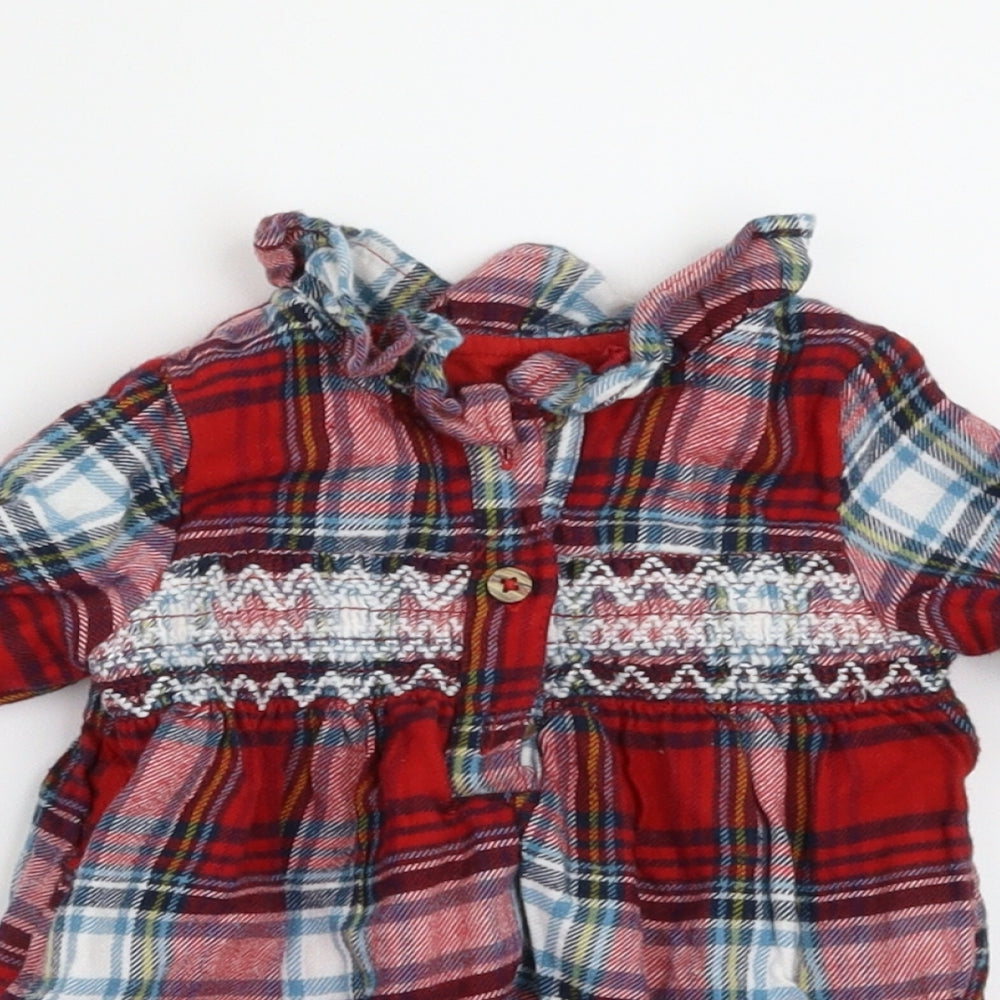 TU Girls Red Check  Basic Button-Up Size 3-6 Months